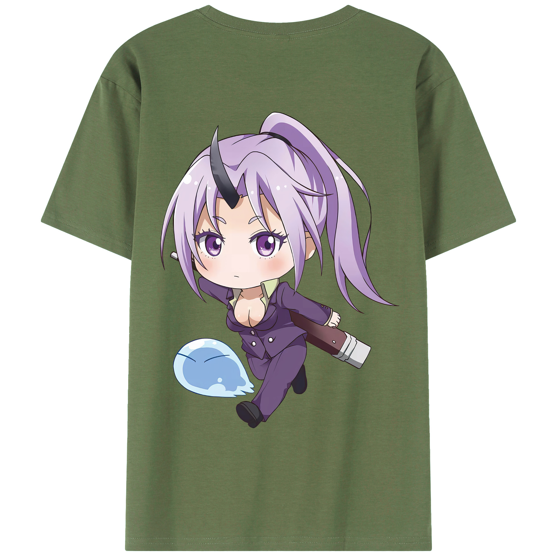 （画像用） 転スラ Regarding Reincarnated to Slime 綿100％ メンズ半袖Tシャツ（バックプリント） 通気性